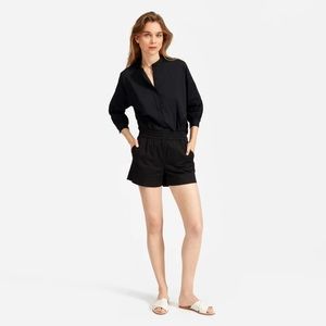 Everlane collarless air blouse, black size 2